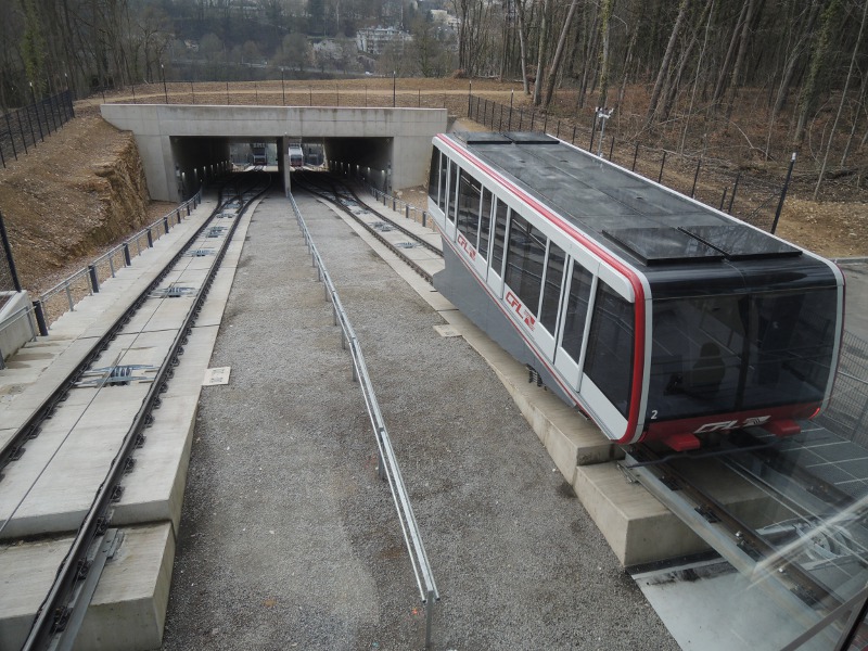 Standseilbahn auf den Kirchberg in Luxemburg-Stadt