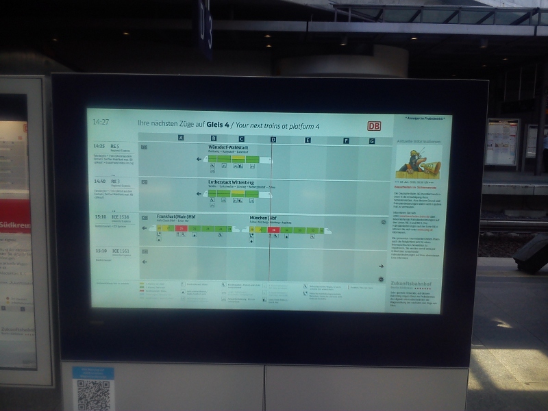 Dynamischer Wagenstandsanzeiger am Bf Berlin-Südkreuz