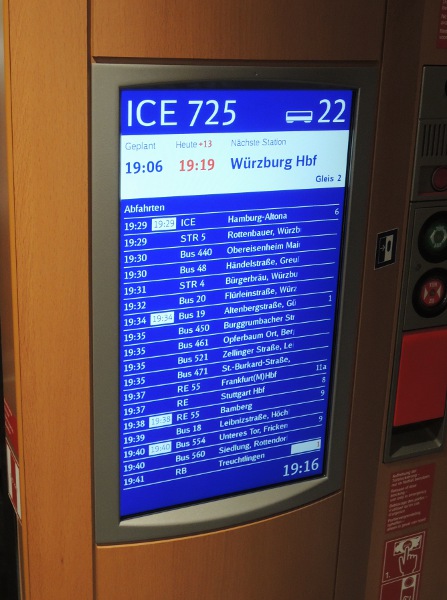 Ausführlicher Anschlussmonitor im redesignten ICE 3