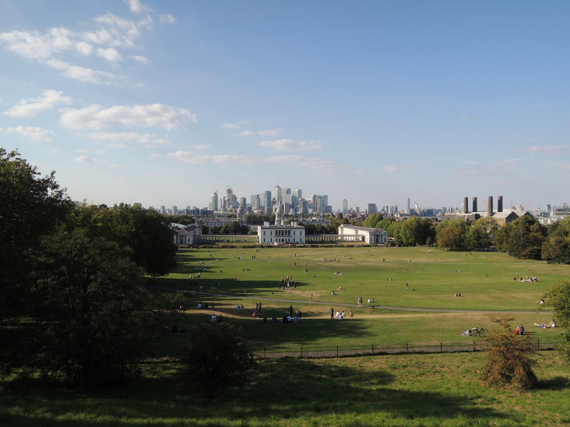 Blick von Greenwich auf Canary Wharf